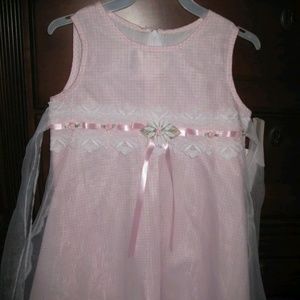 Girls fancy pink & white checkered dress - size 4